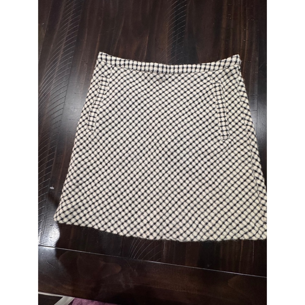 Esprit de Corp Checkered Wool Blend Mini Skirt Black Cream Size 9/10 A-Line